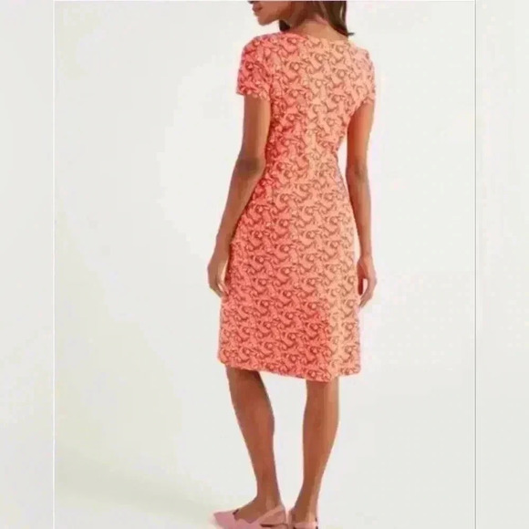 Boden Pheobe Jersey Dress Orange Sunset Jungle Bloom Size 8P Women's - Picture 4 of 13